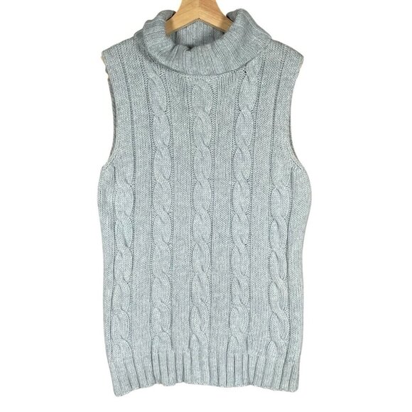 Weekend MaxMara Cable Knit Sleeveless Turtleneck Sweater M Wool Angora Cashmere - Picture 1 of 11